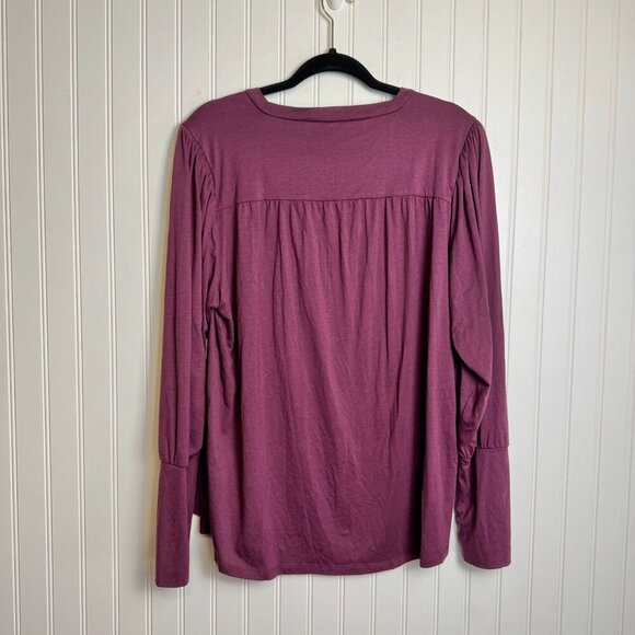 Sundance Purple Knit Long Sleeve V-Neck Pullover Top C7 - Picture 3 of 5